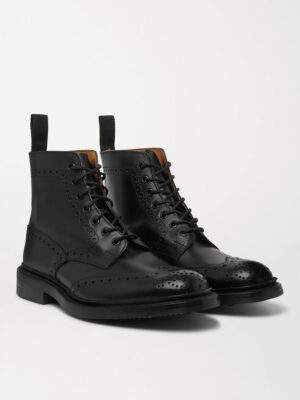Grain Leather Brogue Boots
