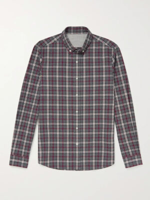 Collar Checked Cotton-Flannel Shirt